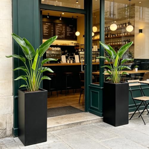 15"x15" x 30" Tall Metal Planter Box 2 Pack (Black / 15" L x 15" W x 30" H)