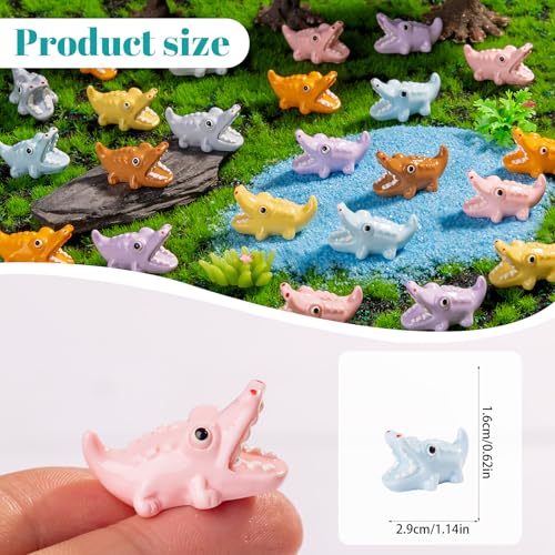28 Pcs Mini Resin Crocodile Figurine Crocodile Mini Crocodile Figurine Cake Decorations Cute Miniature Resin Sculpture Ornament Micro Landscape Office Garden Desk Party Tabletop Decor (Crocodile-28p)