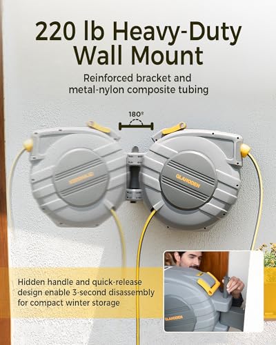 1 2 in x 115 ft Retractable Garden Hose Reel with Automatic Rewind (1/2" 115FT / Light Gray)