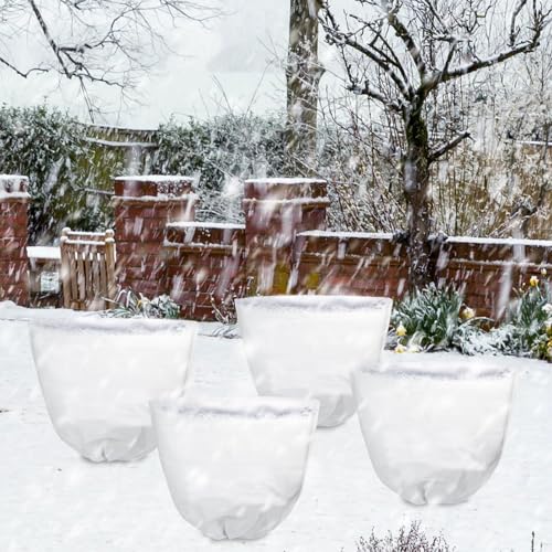 6 Pcs 39 x 39 in Winter Plant Covers Freeze Protection with Drawstring