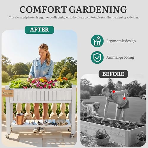 Raised Garden Bed 42.5x17.3x35.4 in (43x18x35in / White)