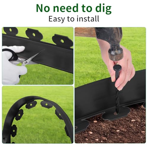 Landscape Edging 2.36in Garden Edging Borders No Dig 33ft (Black / 2.36in x 33ft)