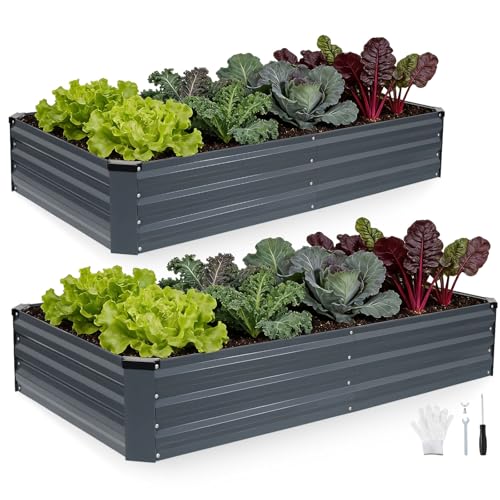 Galvanized Raised Bed (Gray / 6x3x1ft(2 pack))