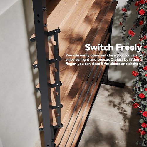 Modern Shade 6x4 ft Louvered Wood Privacy Fence Panel with Louverd Slats (6' x 4' / 2 Panel)
