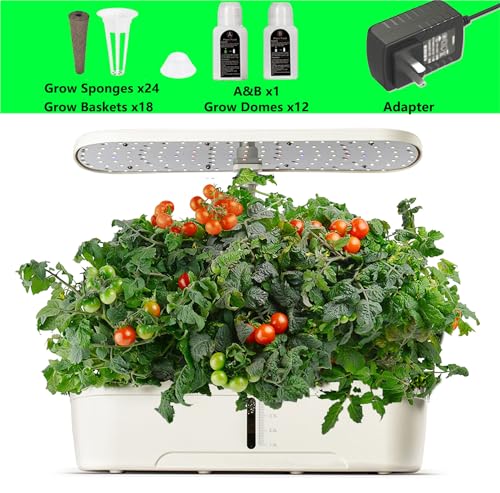 Hydroponics Growing System Kit 12 Pods Indoor Herb Garden with Grow Light (12 Pods / White)