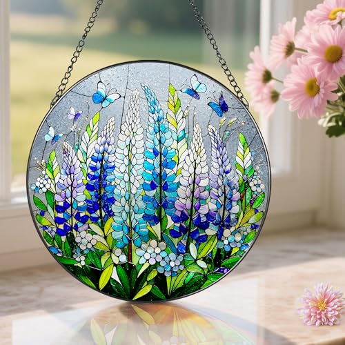 8 Inch Stained Glass Ornament (Lupine Butterfly)