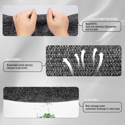 Sun Shade Cloth with Grommets for Garden (20FTx30FT / 90% Shade-Black)