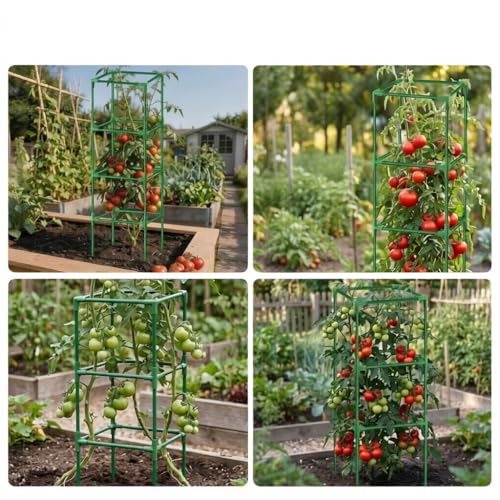 3 Pack Square Tomato Cage Heavy Duty Rust