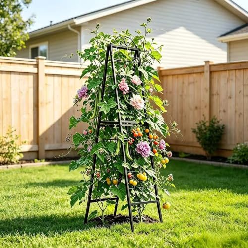 Metal Garden Trellises Heavy Duty Plant Support Trellis (16"x 77"H A-Frame)