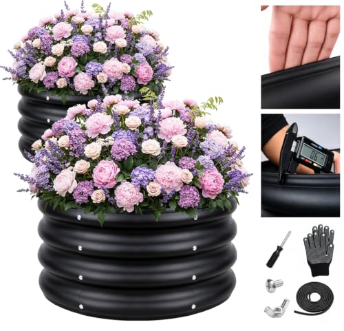 Round Raised Garden Bed Set (Black)