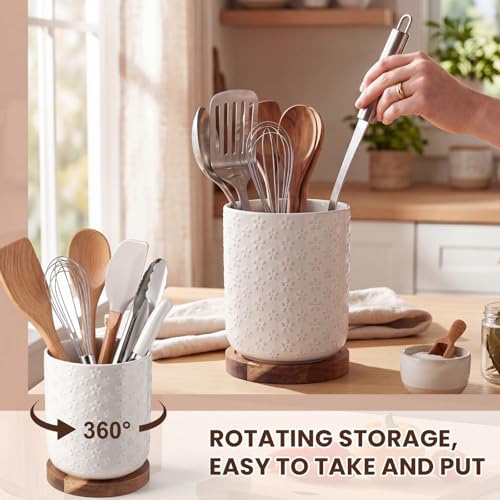 Utensil Holder for Counter (Flower Emboss / 7.2" x 6.3")