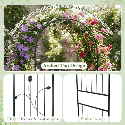 87" Metal Garden Arbor Arch Trellis for Climbing Plants Vines (42"W x 87"H)