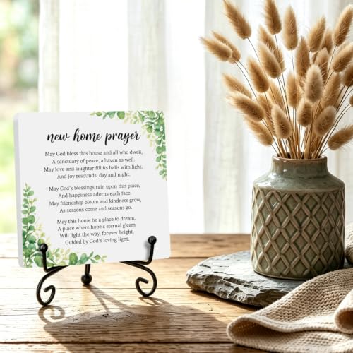 Christian Gifts Prayer Plaque for Home Book Shelf Table Decor 6.3x6.3 In 03 (Multicolor 1728 / Wooden sign with iron frame（6.3 x 6.3 inches）)