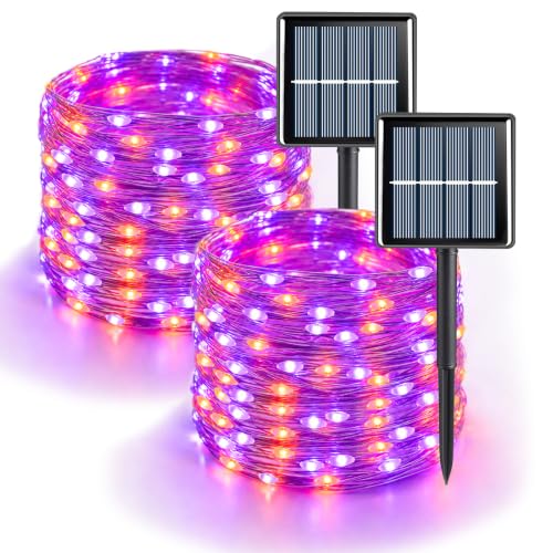 Solar Halloween Lights Outdoor Waterproof (Orange and Purple)
