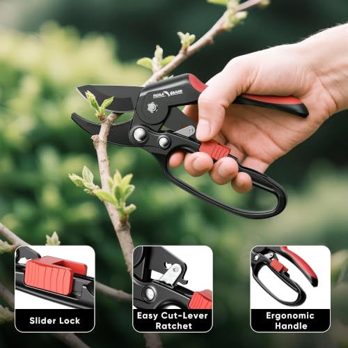 Ratchet Pruning Shears with SK5 Steel Blade (7.8 inch)