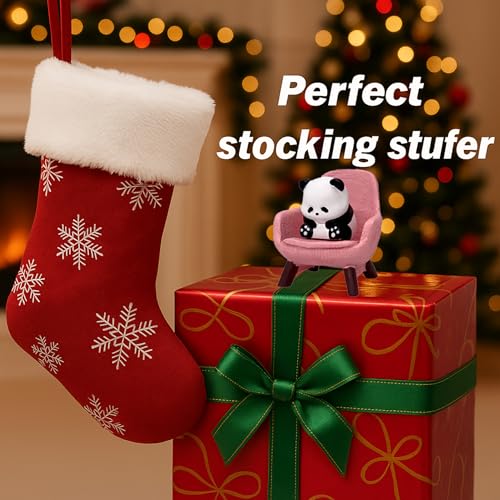 Miniature Panda Figurines Desk Decor (Pink Sofa)