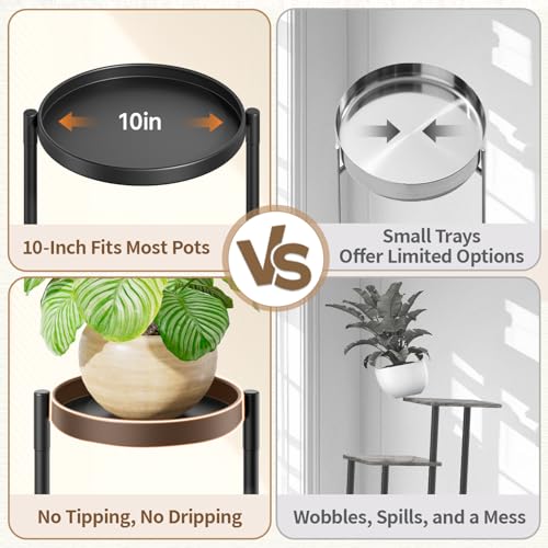 Plant Stand Indoor with 10 Inch Large Metal Tray (6 Count)