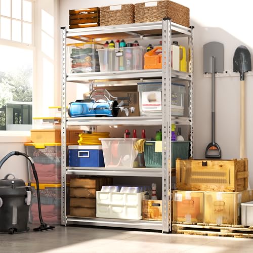 Storage Shelves 2020LBS Garage Shelving Heavy Duty Metal Shelving Adjustable 5 Tier Pantry Shelves for Garage Pantry Closet Kitchen Basement 28" W x 12" D x 59.8" H (28"W x 12"D x 59.8"H)