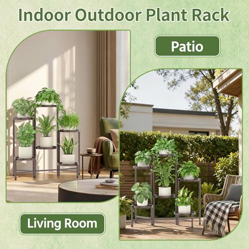 Plant Stand Indoor with 10 Inch Large Metal Tray (Standard Bronze / 6 Tier)