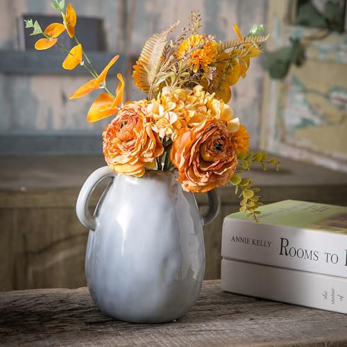 Gray Ceramic Vase with Handles (Gray)