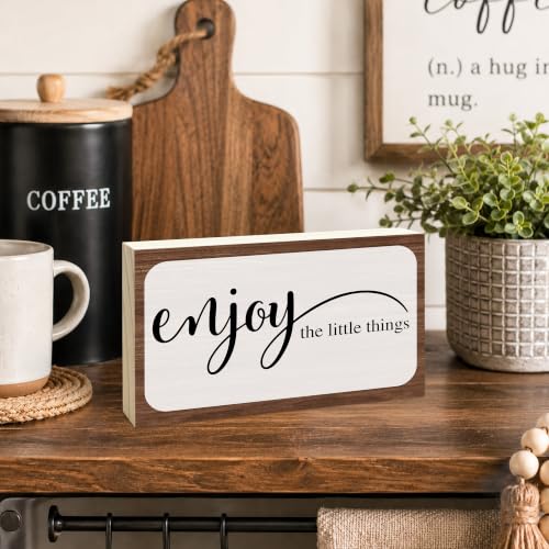3x5 Inspirational Wooden Block Sign (Enjoy the Little Things-2)
