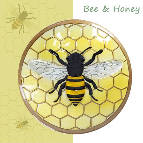 Glass Bird Bath with Metal Stand (bee)