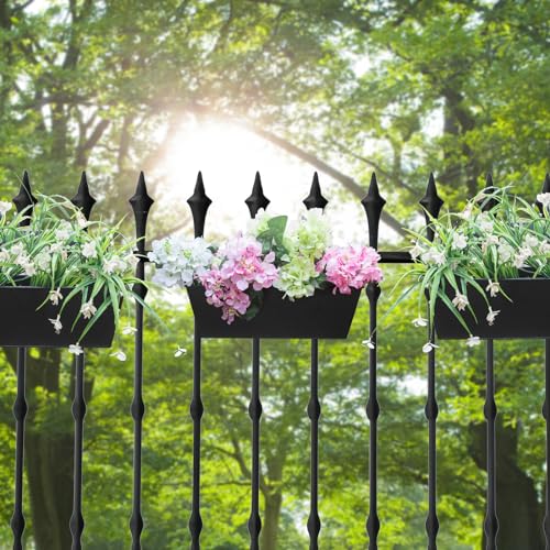 16 Inch Railing Planters Box Metal Hanging Flower Pot 5 Pcs (5 Count)
