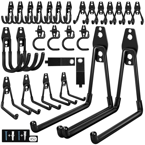 28 Pack Garage Hooks Heavy Duty with Non Slip PVC Coating (Black / 28pack)