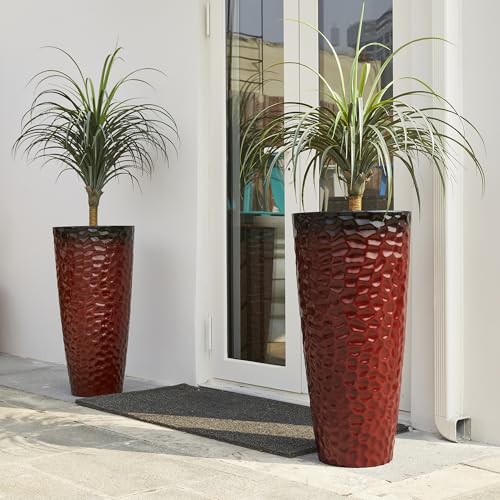31" H Large Plastic Tall Planters (31"H / Gradient Red)