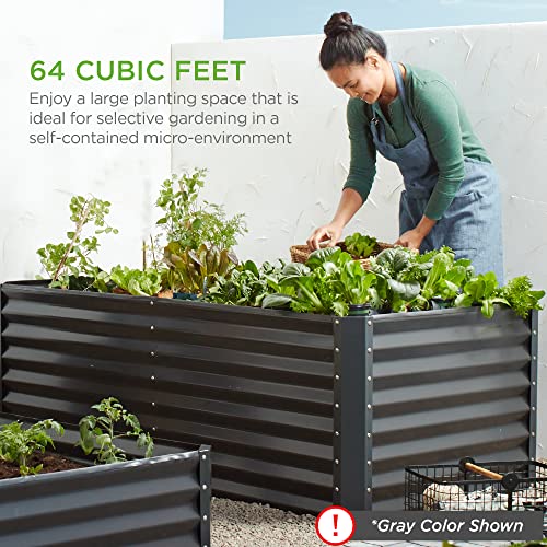 8x4x2ft Outdoor Metal Raised Garden Bed