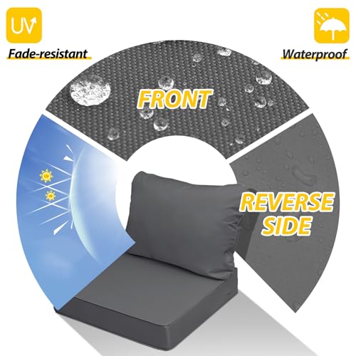 Outdoor Chair Cushions (Dark Gray / 22"x22"x3" / 22"x17")