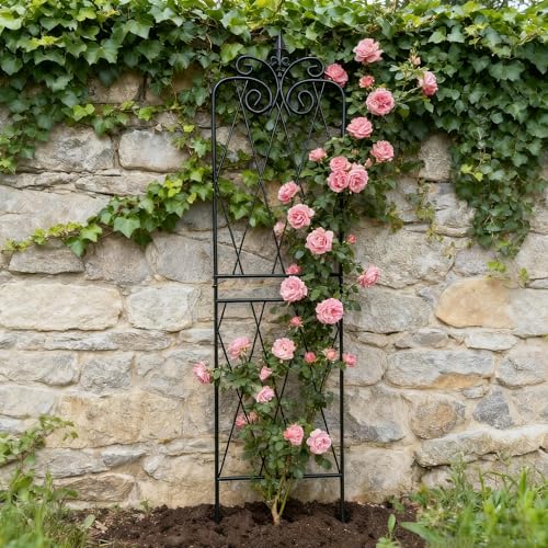Garden Trellis for Climbing Plants 59inch x15inch Rustproof Metal Vine Trellises for Outdoor Climbing Plants Support Structures A