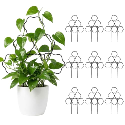 9 Pack Trellis for Climbing Plants Outdoor 15 Inch (Black - Flower / 9 pack)