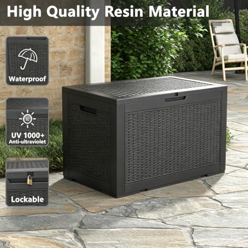 110 Gal Outdoor Storage Box Waterproof (110 Gallon / Dark Black)