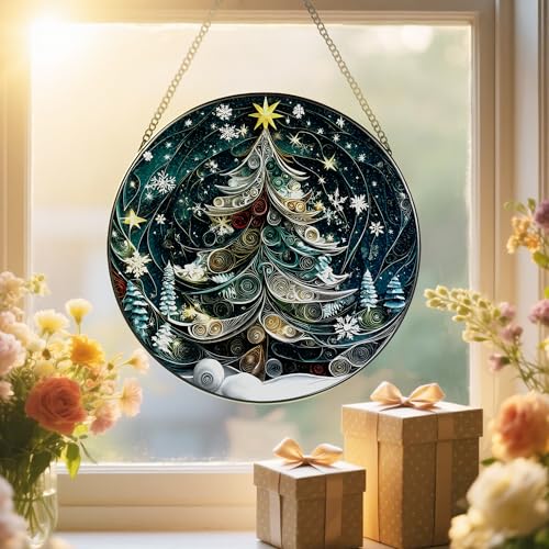 8 Inch Starry Christmas Tree Suncatcher Ornament (Christmas Tree)