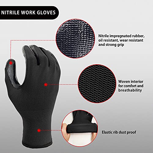 Nitrile Coated Work Gloves for Men & Women (120 Count)