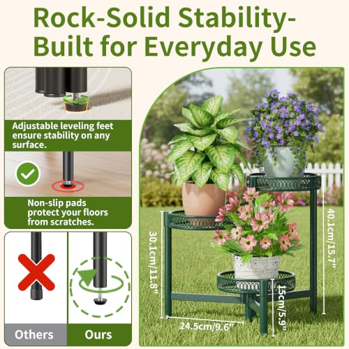 Plant Stand Indoor Outdoor (GreenFlower / 3-tiers)