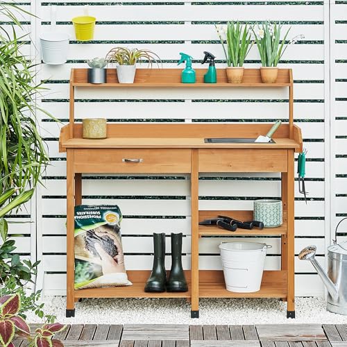Potting Bench with Sink & Drawer