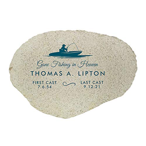 Gone Fishing in Heaven Personalized Memorial Garden Stone (Gone Fishing / Large)