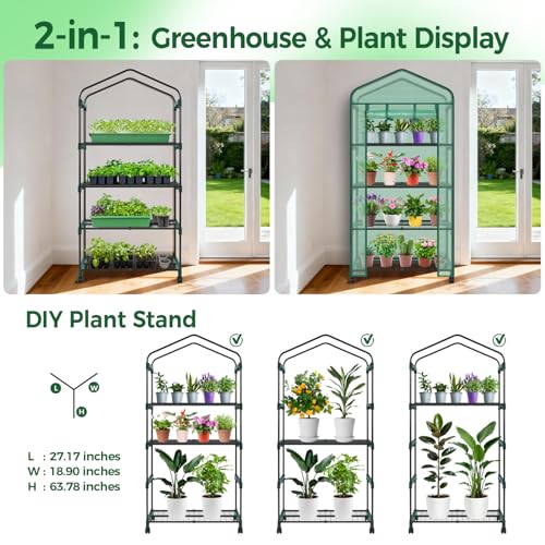 Small Greenhouse for Indoor Outdoor with Wheel (Green / Large)
