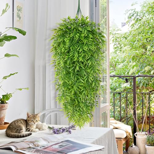 4Pcs Artificial Hanging Plants (Willow Leaves Vines / 4Pcs Plants)