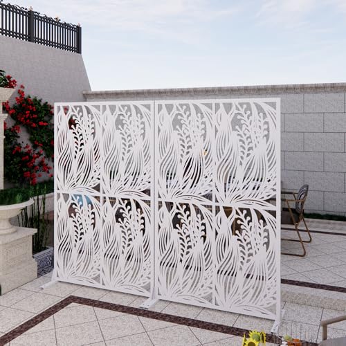 72" Metal Privacy Screen Leaf Pattern