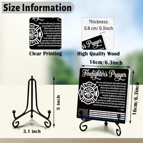 Firefighters Gift for Men Home Office Book Shelf Table Decor 6.3x6.3 In 01 (Multicolor 1721 / Wooden sign with iron frame（6.3 x 6.3 inches）)