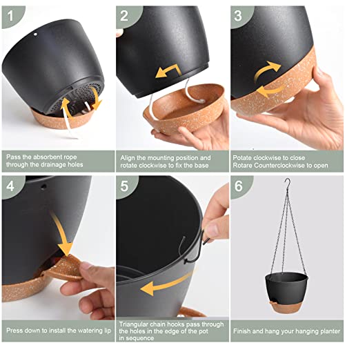 10 Inch Self Watering Hanging Planters for Indoor Outdoor Plants (2 Count)