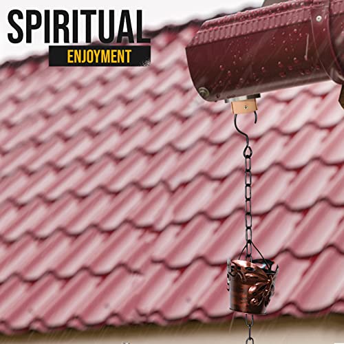 8.5FT Butterfly Iron Rain Chain for Gutters and Rain Barrel+Adapter (Bronze)