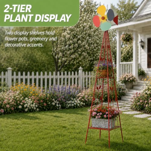 6FT Windmill for Yard Garden Decoration (Red)