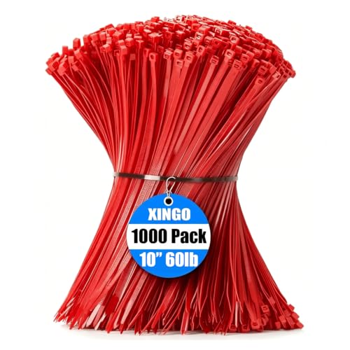 1000 PCS Red Zip Ties 10 Inch (10 Inch(60 lbs, 1000 pcs) / Red)