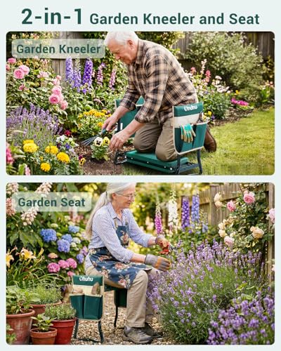 Garden Kneeler and Seat 8" Wider Pad Heavy Duty 2 (Green / 8" Wider Kneeling Pad)