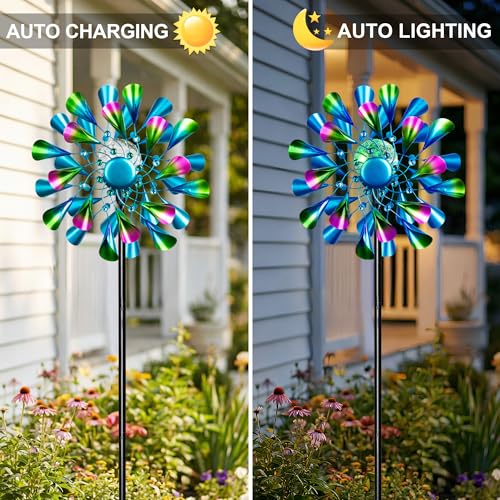 Solar Wind Spinner Outdoor Metal (Peacock Green)