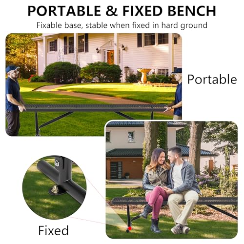 8 Feet Heavy Duty Metal Park Bench for Outside (Black / 8FT)